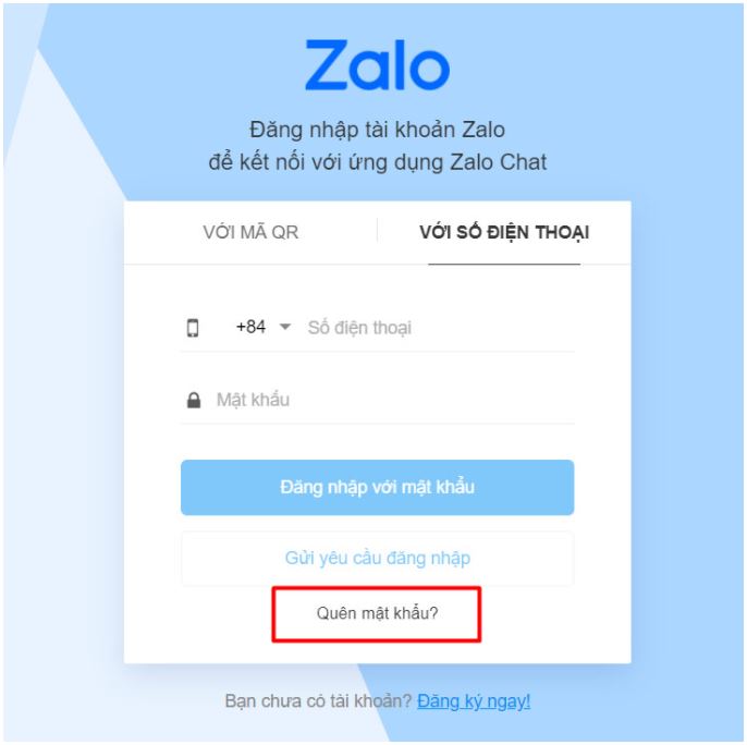 Lấy lại mật khẩu zalo bằng máy tính